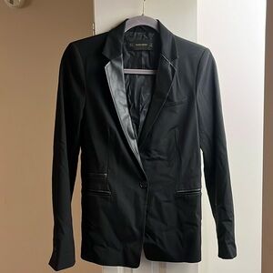 Black blazer with leather detail